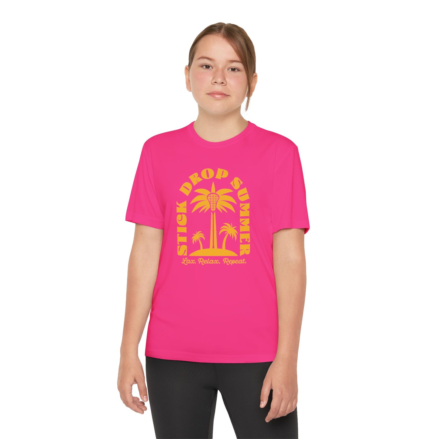 Youth Sport-Tek Stick Drop Summer Hot Pink Tee
