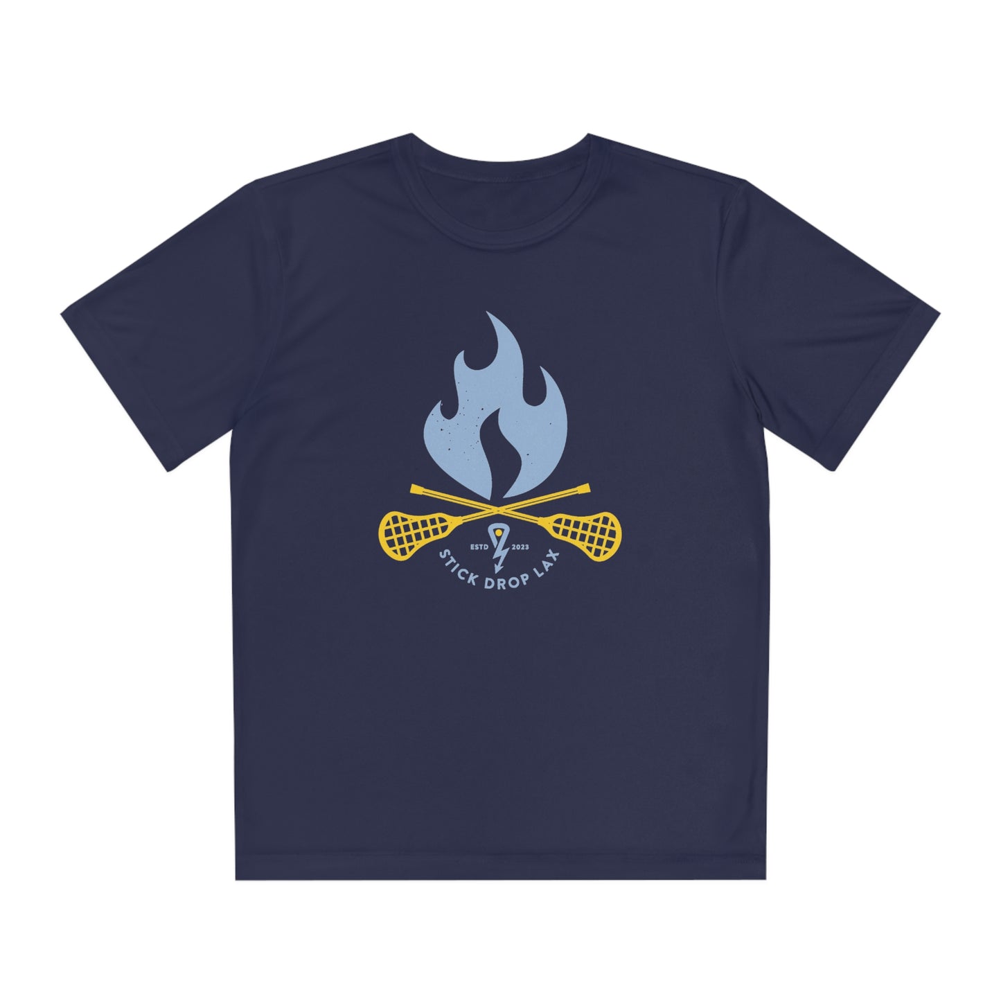 Youth Sport-Tek Fire Sticks Tee Navy