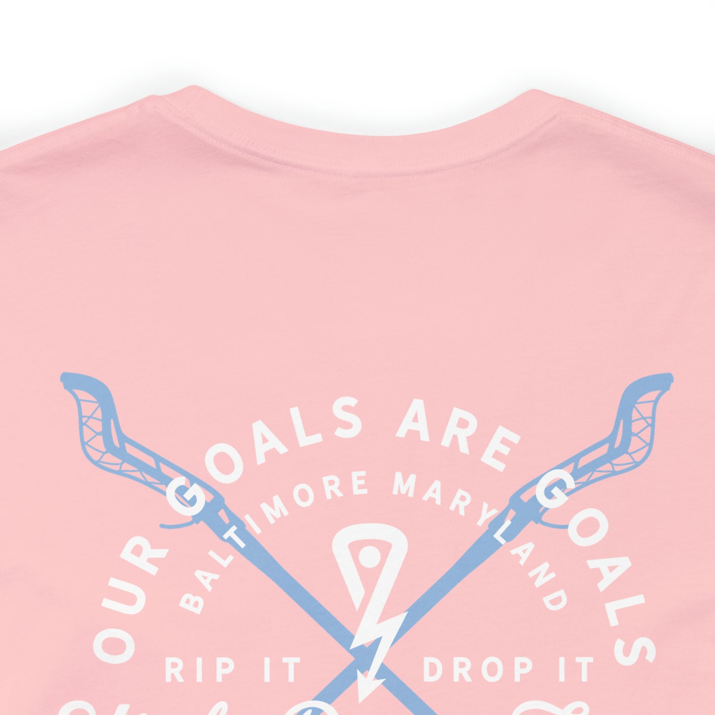 Pink Stick Drop Lax Script Front/Back T