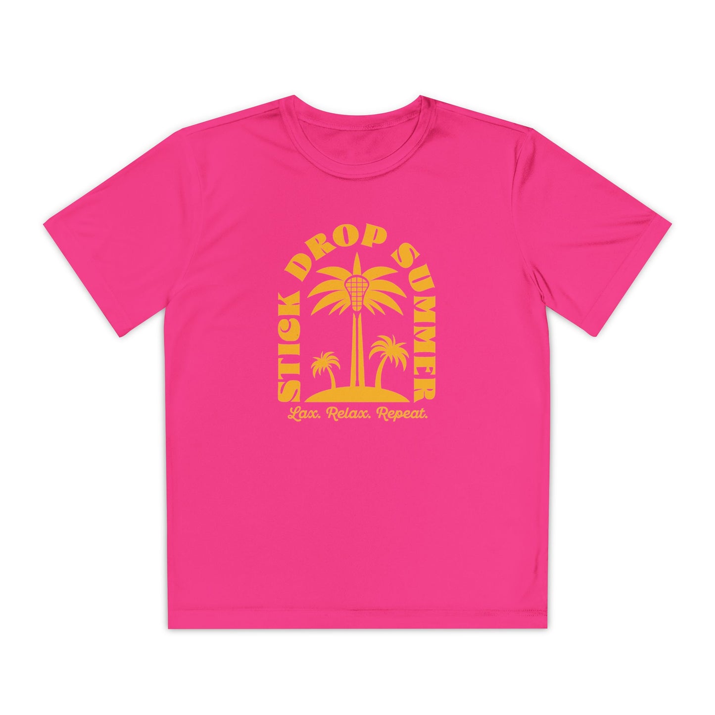 Youth Sport-Tek Stick Drop Summer Hot Pink Tee