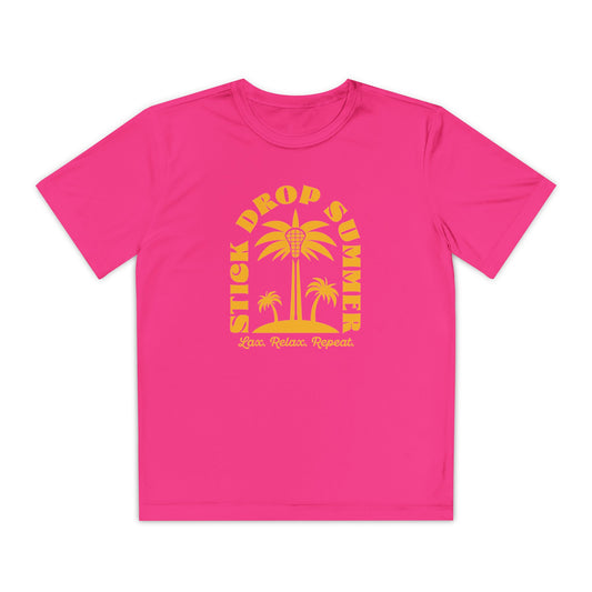 Youth Sport-Tek Stick Drop Summer Hot Pink Tee