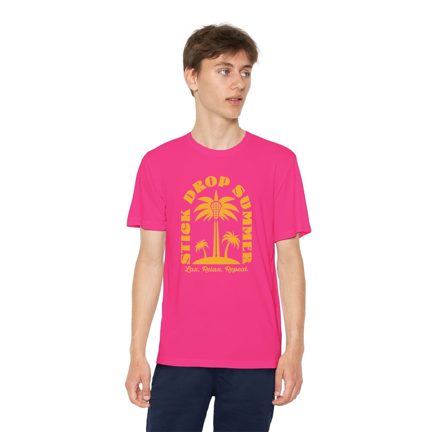 Youth Sport-Tek Stick Drop Summer Hot Pink Tee