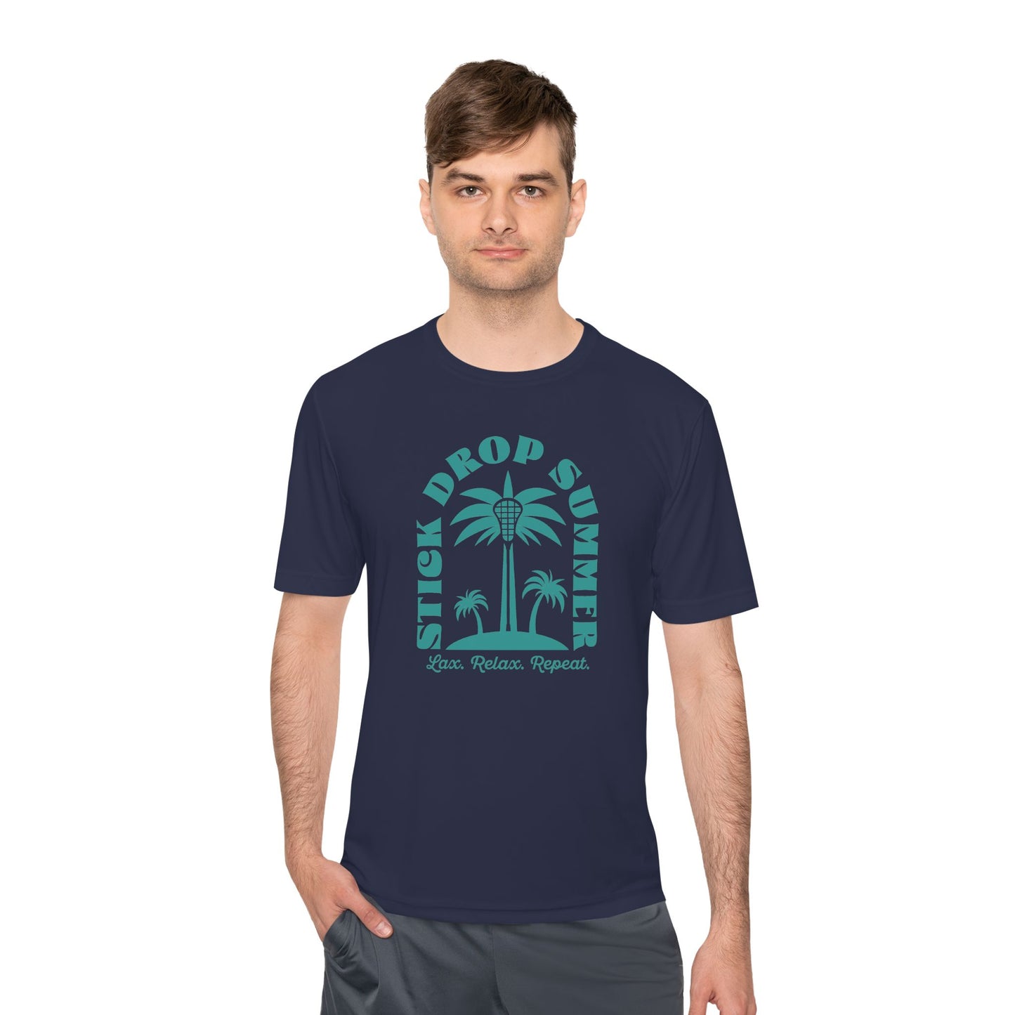 Adult Sport-Tek Stick Drop Summer Navy Tee