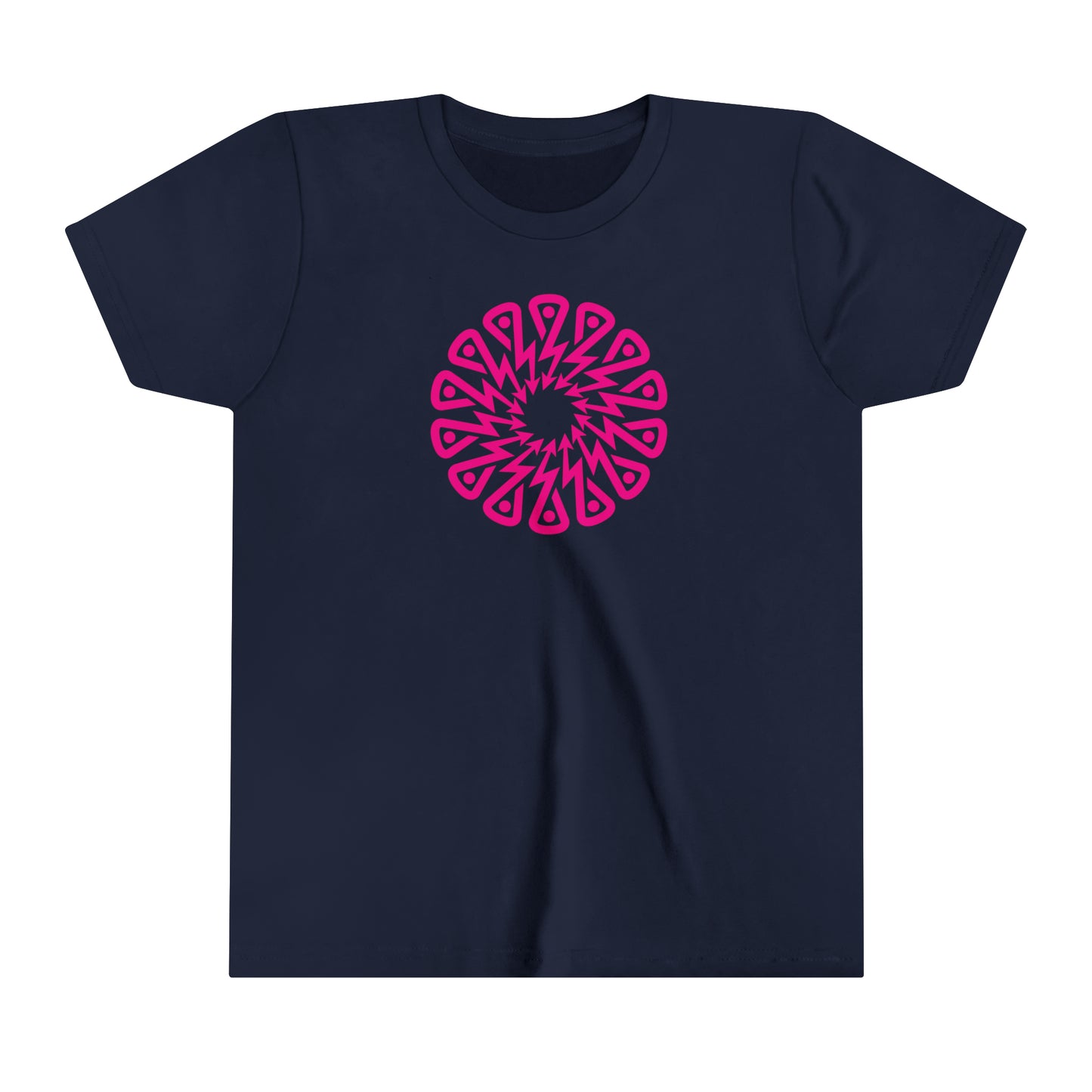 Navy Blue Youth T-shirt with Pink Flower logo
