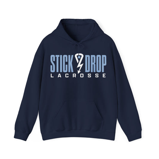 Adult Navy Blue Stick Drop Lacrosse Wordmark Heavy Blend™ Hoodie