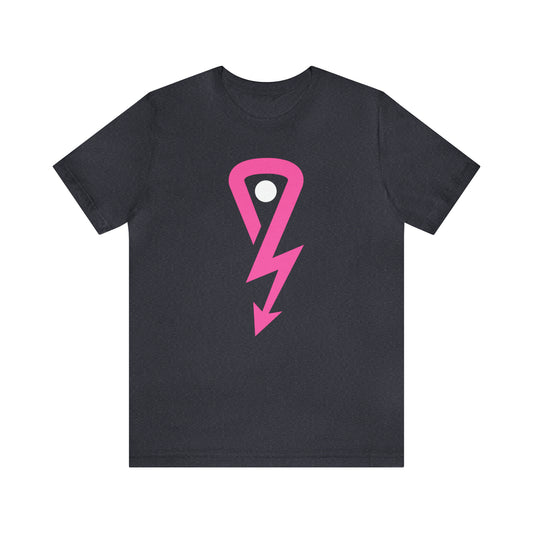 Heather Navy Short Sleeve T-shirt  with hot pink Stick Drop Lax logo