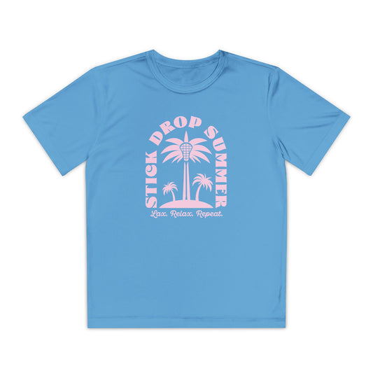 Youth Sport-Tek Stick Drop Summer University Blue Tee
